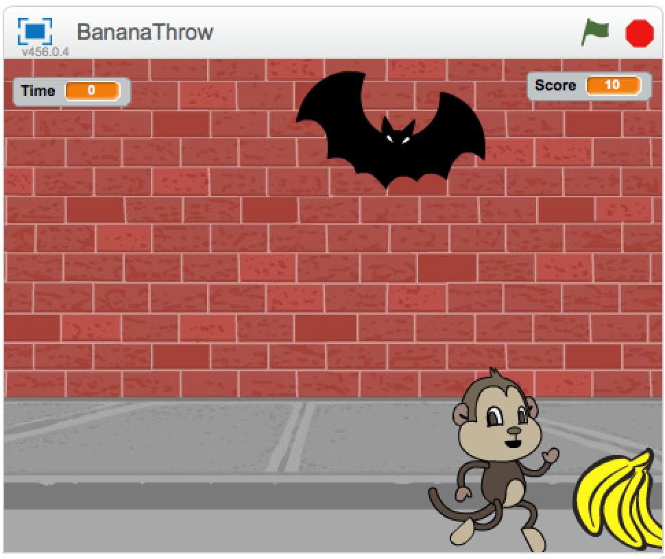 Scratch Coding – Banana Throw – Building Block Studio